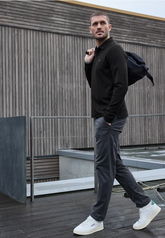 Poloshirt mit Zipper Black