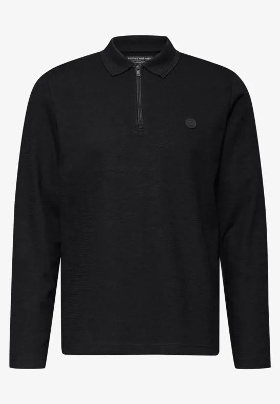 Poloshirt mit Zipper Black