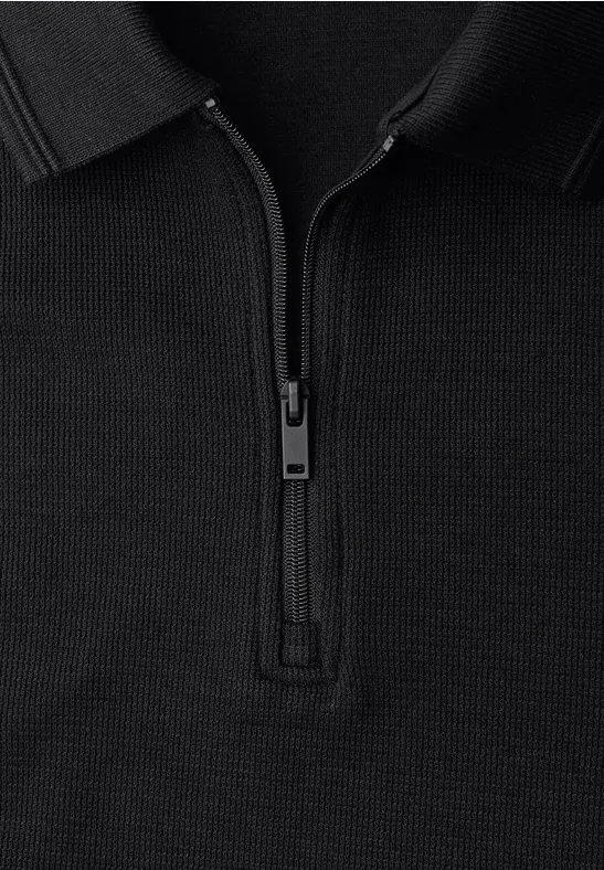Poloshirt mit Zipper Black