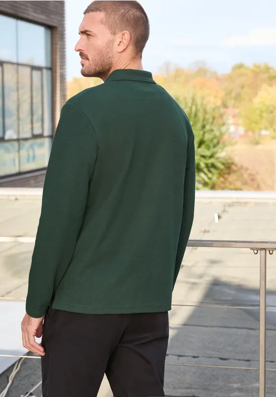 Poloshirt met rits soft olive green