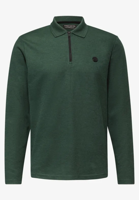 Poloshirt met rits soft olive green