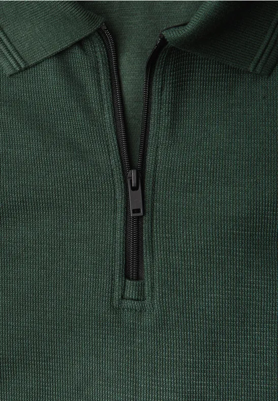Poloshirt met rits soft olive green