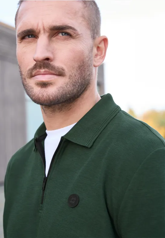Poloshirt met rits soft olive green