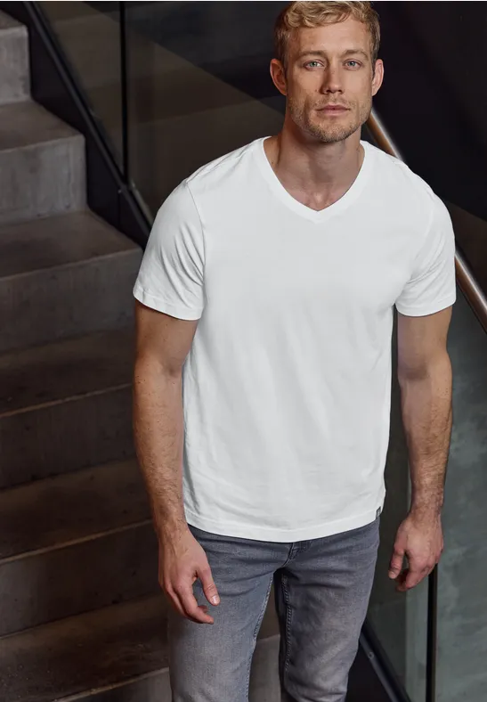 T-shirt basique à col en V White