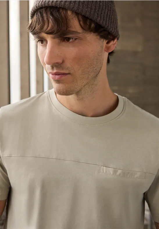 T-Shirt mit Brusttasche granite beige