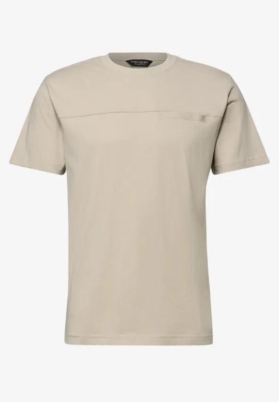 T-Shirt mit Brusttasche granite beige