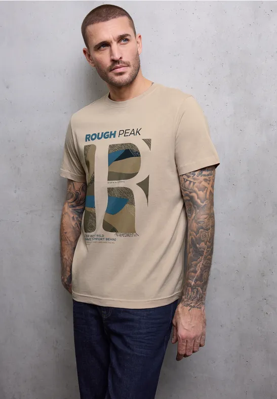 T-Shirt mit Frontprint granite beige