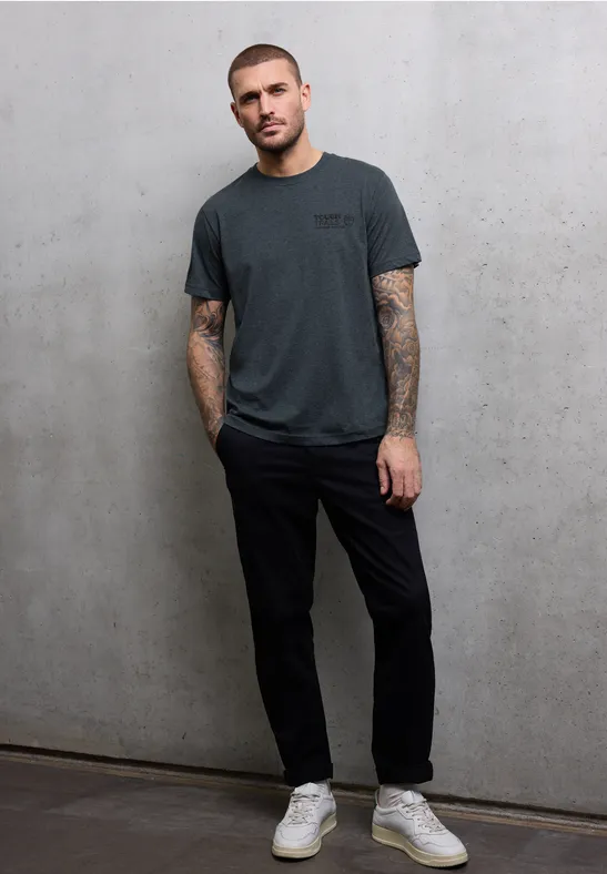 Melange-Look T-Shirt nocturnal blue