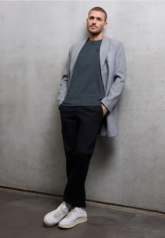 Melange-Look T-Shirt nocturnal blue