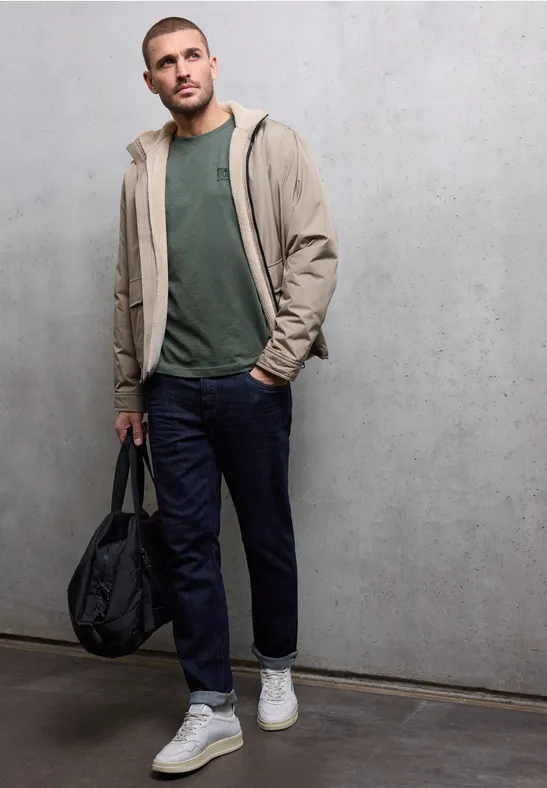 Melange-Look T-Shirt timeless green