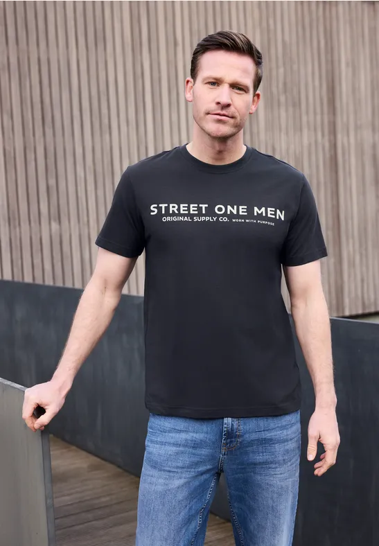 T-Shirt mit Logo-Print dark ink blue