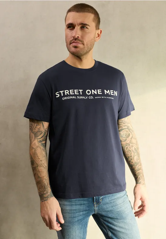 T-Shirt mit Logo-Print dark ink blue