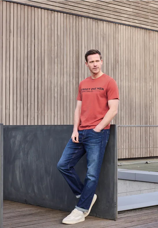 T-Shirt mit Logo-Print dull coral