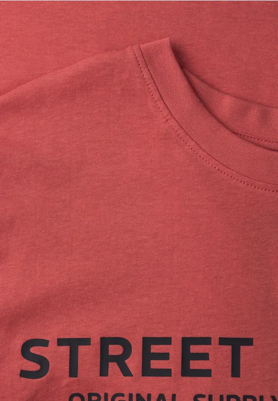 T-Shirt mit Logo-Print dull coral