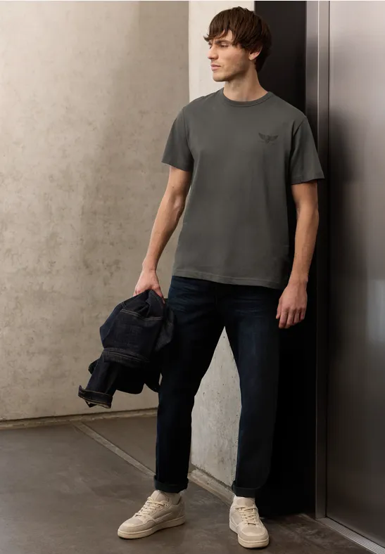 Shirt met kleine print oil grey