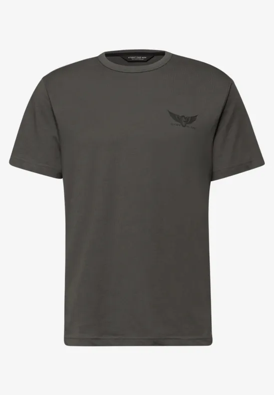 Shirt met kleine print oil grey