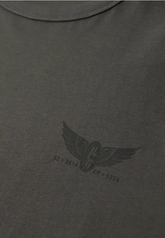 Shirt met kleine print oil grey