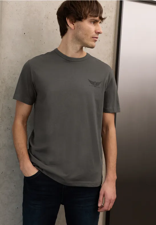 Shirt met kleine print oil grey