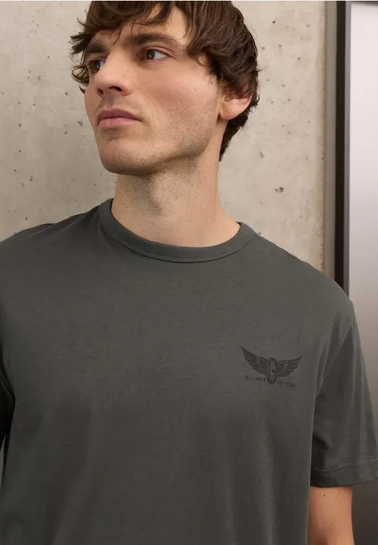 Shirt met kleine print oil grey