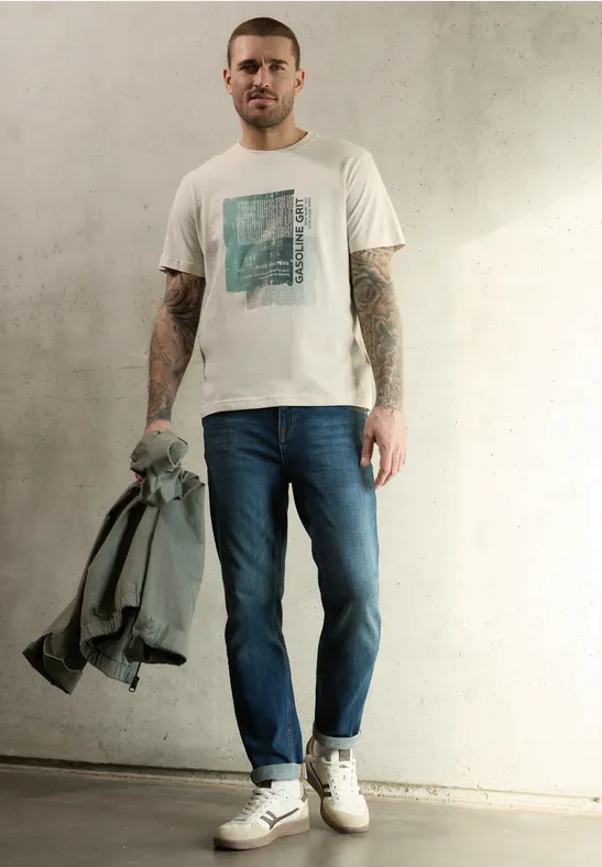 T-Shirt mit Frontprint white sand