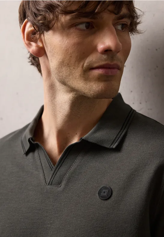 Struktur Poloshirt oil grey