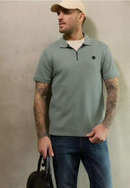 Struktur Poloshirt dusty mint