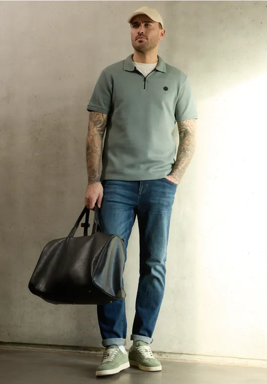 Struktur Poloshirt dusty mint