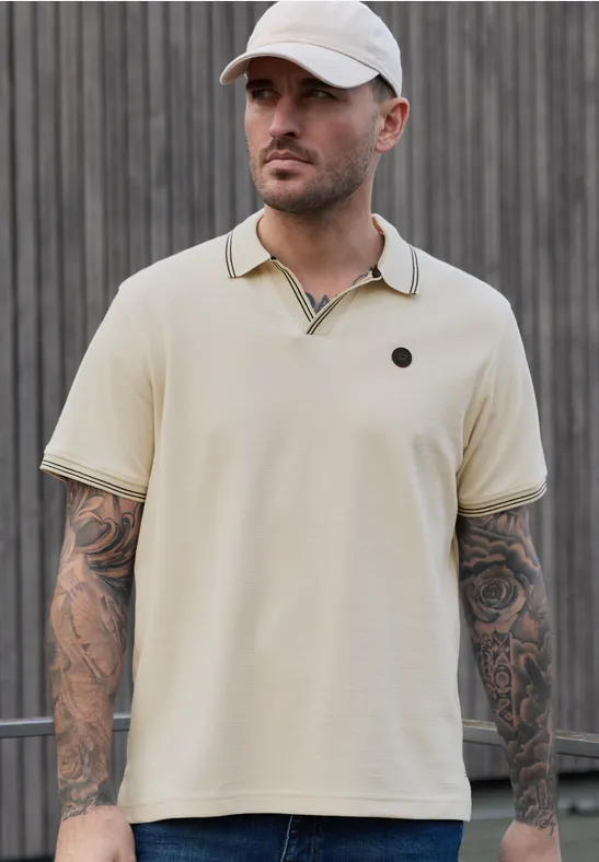 Struktur Poloshirt white sand
