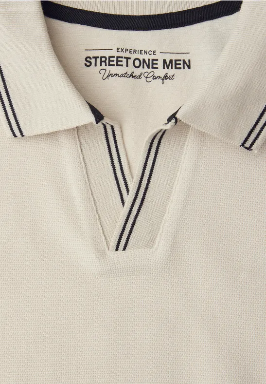Struktur Poloshirt white sand