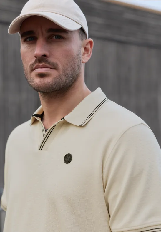 Struktur Poloshirt white sand