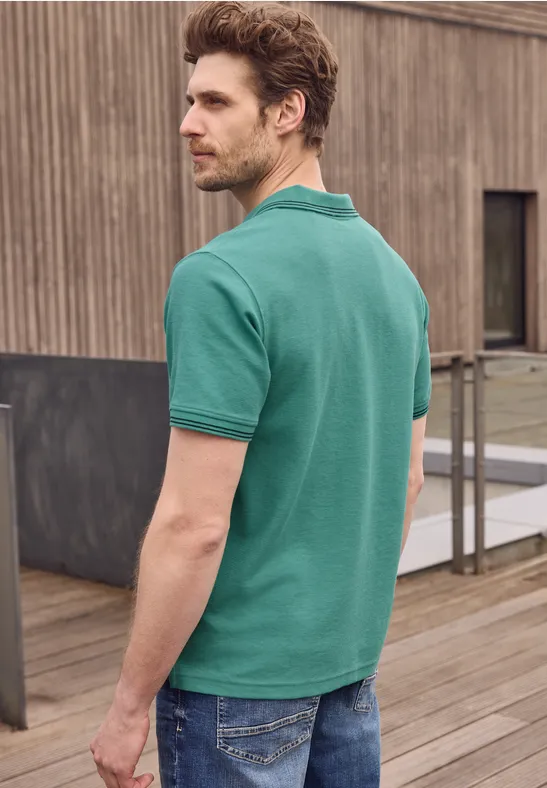 Kurzarm Poloshirt mit Struktur caribbean green