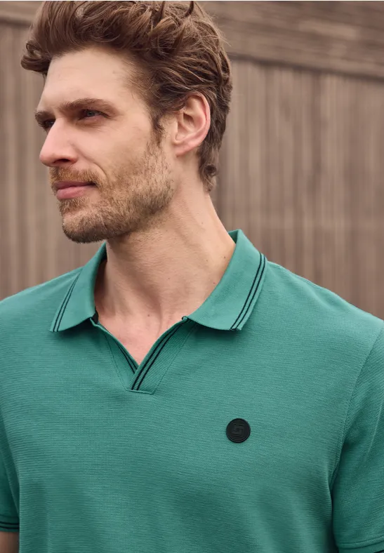 Kurzarm Poloshirt mit Struktur caribbean green