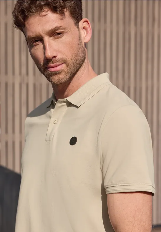 Kurzarm Poloshirt in Stretchqualität raw beige