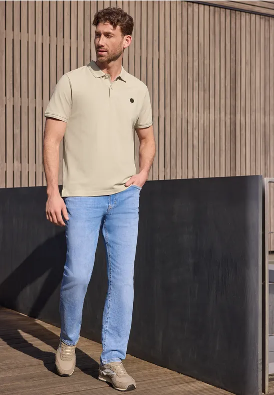 Kurzarm Poloshirt in Stretchqualität raw beige