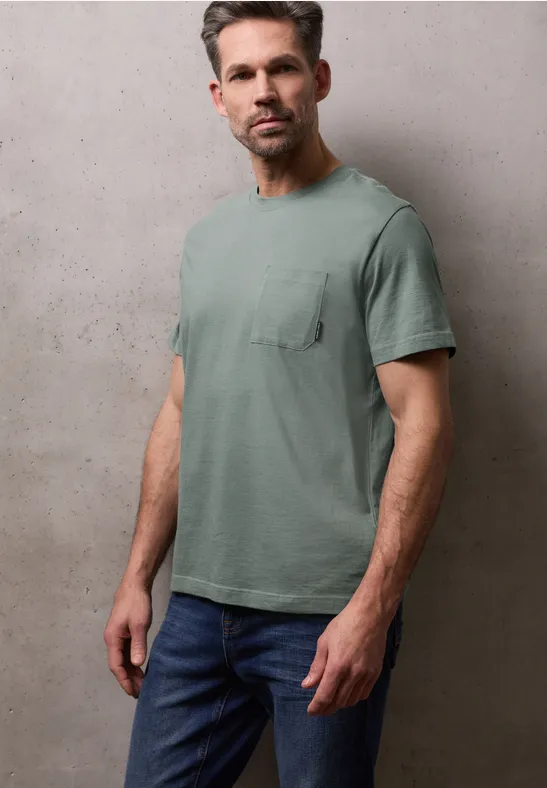 T-Shirt mit Brusttasche dusty mint