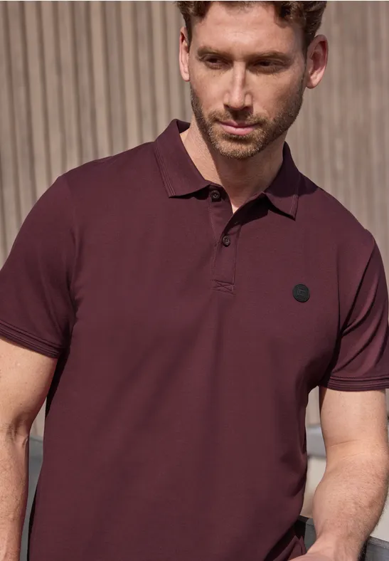 Basic Komfort-Poloshirt burnt crimson red