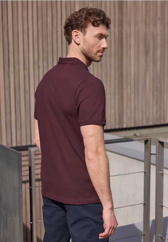 Basic Komfort-Poloshirt burnt crimson red
