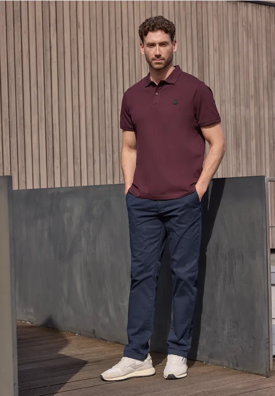 Basic Komfort-Poloshirt burnt crimson red