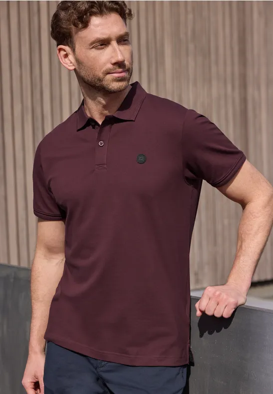 Basic Komfort-Poloshirt burnt crimson red
