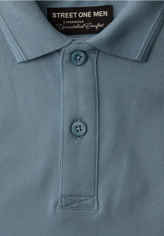 Basic Komfort-Poloshirt lake blue