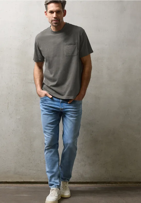 Washed-Look T-Shirt oil grey