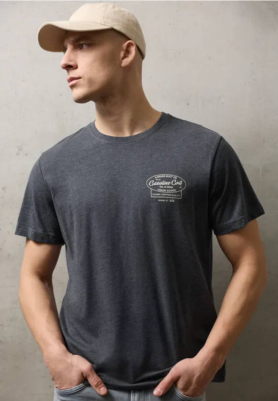 Shirt met borstprint dark ink blue