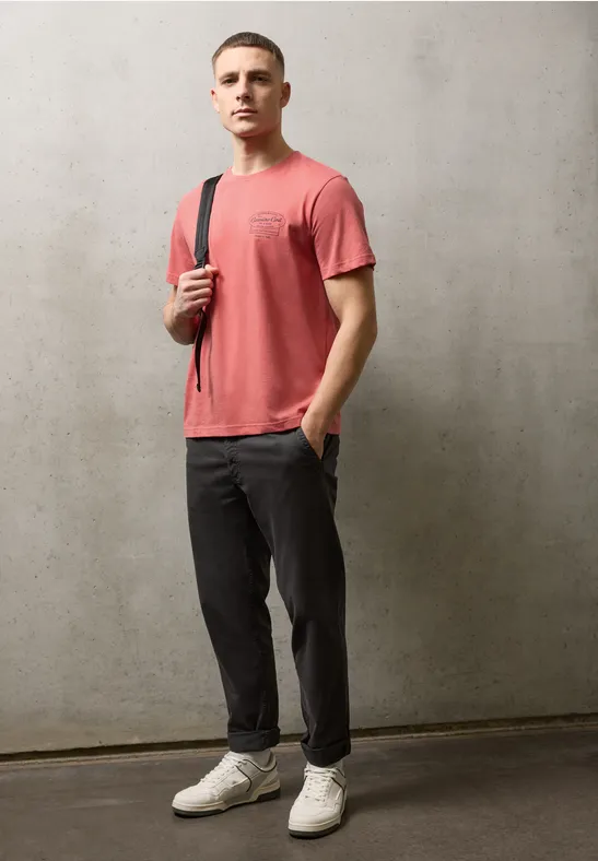 Shirt met borstprint dull coral