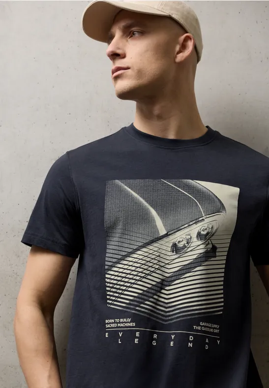 T-Shirt mit Frontprint dark ink blue