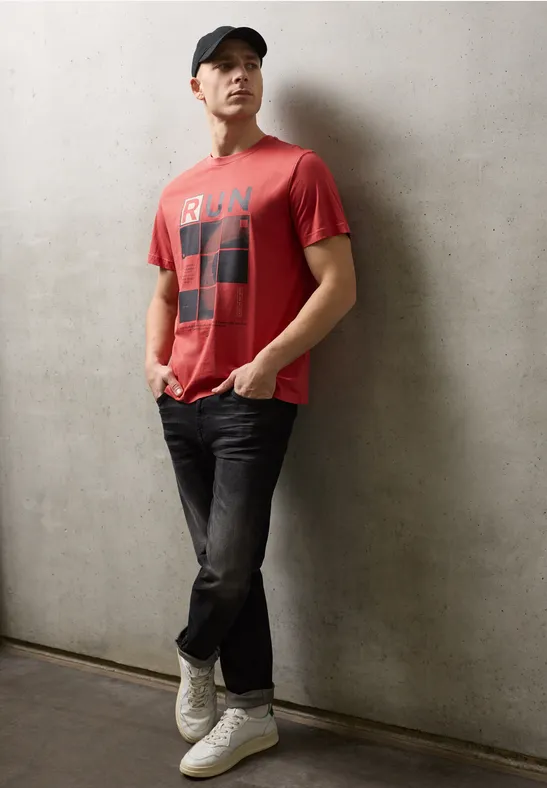 Shirt met print aan de voorkant dull coral