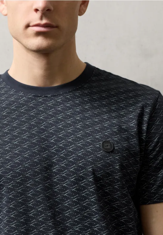 Shirt met print dark ink blue