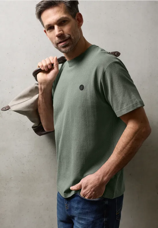 T-Shirt mit Struktur dusty mint