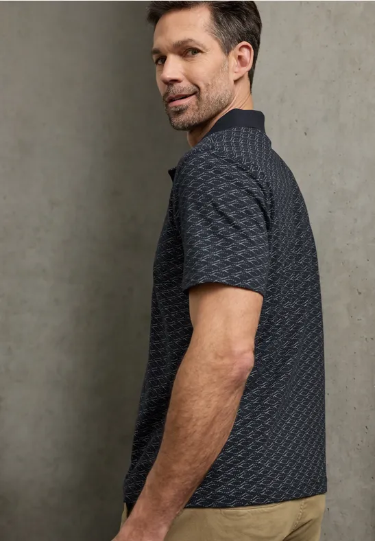 Gemustertes Poloshirt dark ink blue