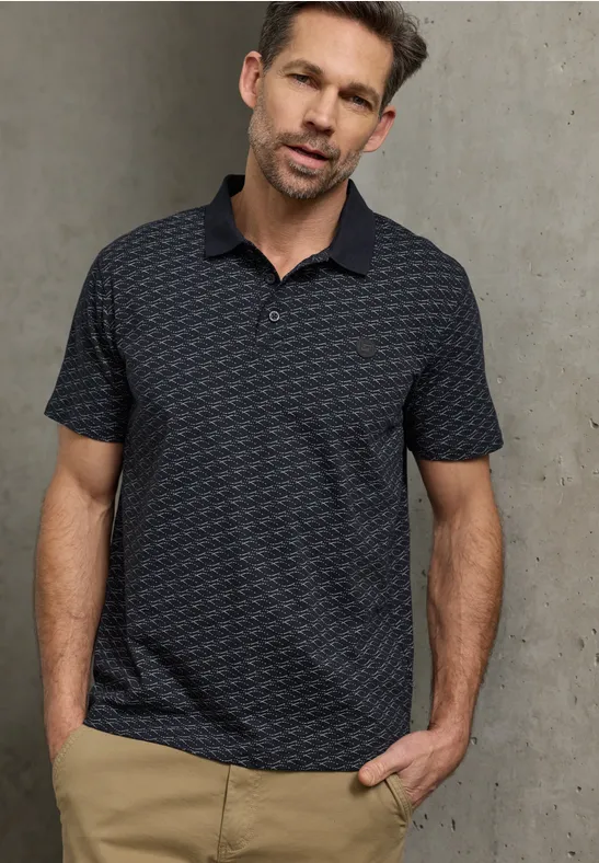 Gemustertes Poloshirt dark ink blue