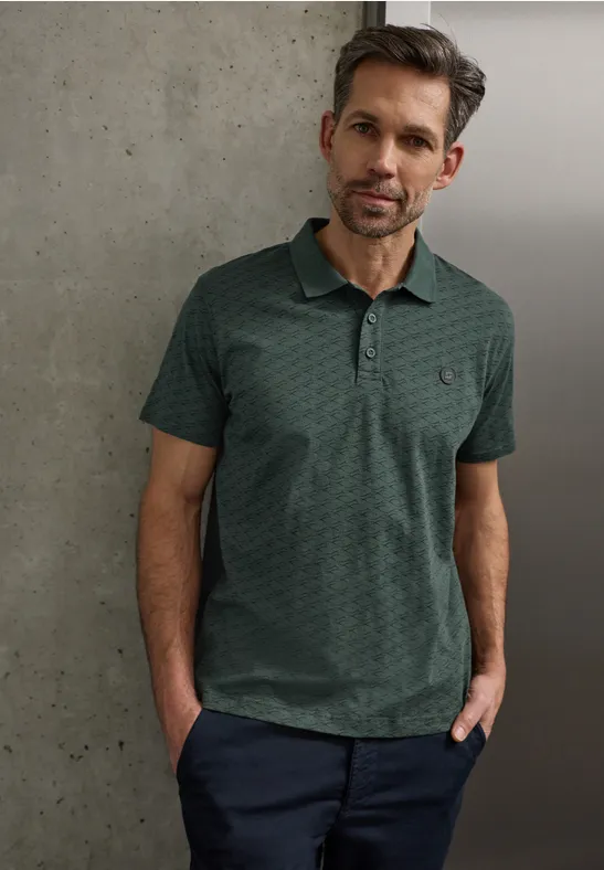 Gemustertes Poloshirt sea green